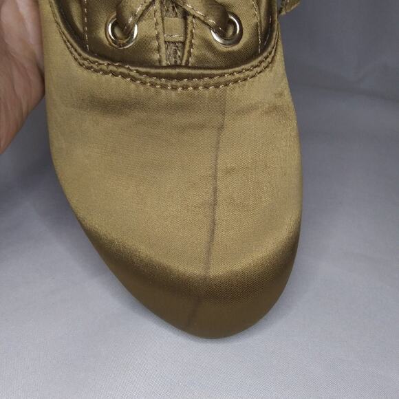 Nature Breeze Satiny Fabric Lace Up Boots 3 Inch High Heel Booties Size 5 1/2 - Picture 9 of 12